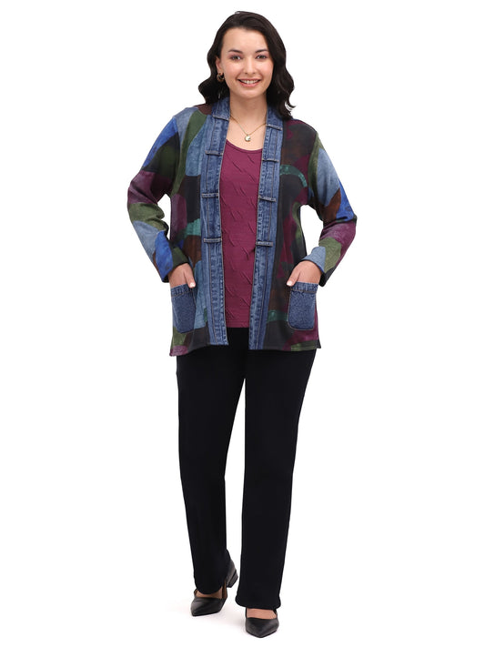 Jacket Reversible Kacey Open Front Black/Blue/Green Women's 26W2255E26