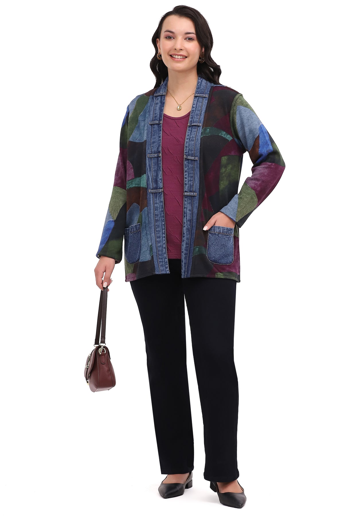 Jacket Reversible Kacey Open Front Black/Blue/Green Women's 26W2255E26