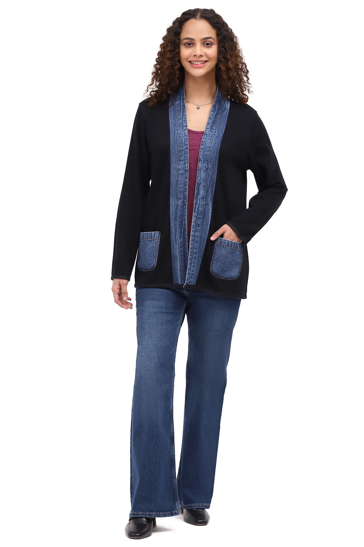 Jacket Reversible Kacey Open Front Black/Blue/Green Women's 26W2255E26