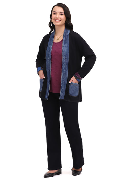 Jacket Reversible Kacey Open Front Black/Blue/Green Women's 26W2255E26