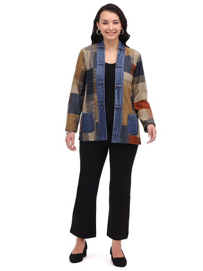 Jacket Open Front Kacey Multi Blue Denim Women's 26W257E26