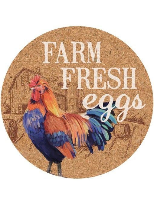 Trivet/Hot Plate Cork Farm Fresh Eggs 8" 27566