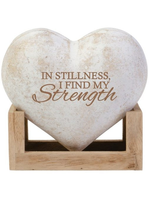 Wooden Heart Sign W Stand I Find Strength 28469