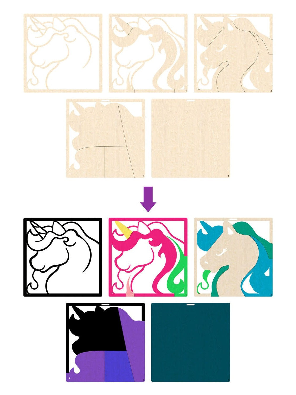 Wood Art Kit Unicorn Wauni