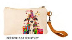 Wristlet Festive Dog Canvas 5x8" 901527 