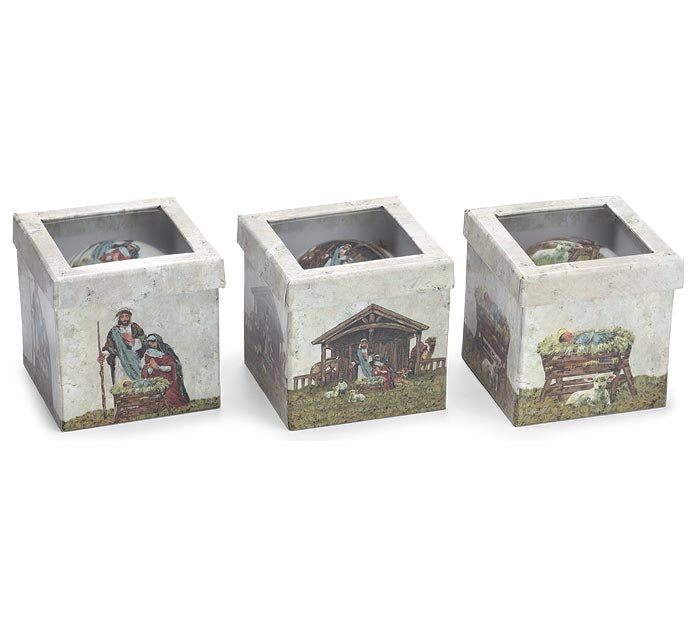 Christmas Ball Divine Impressions Nativity Scene 3 Styles Poly 4" 3138209