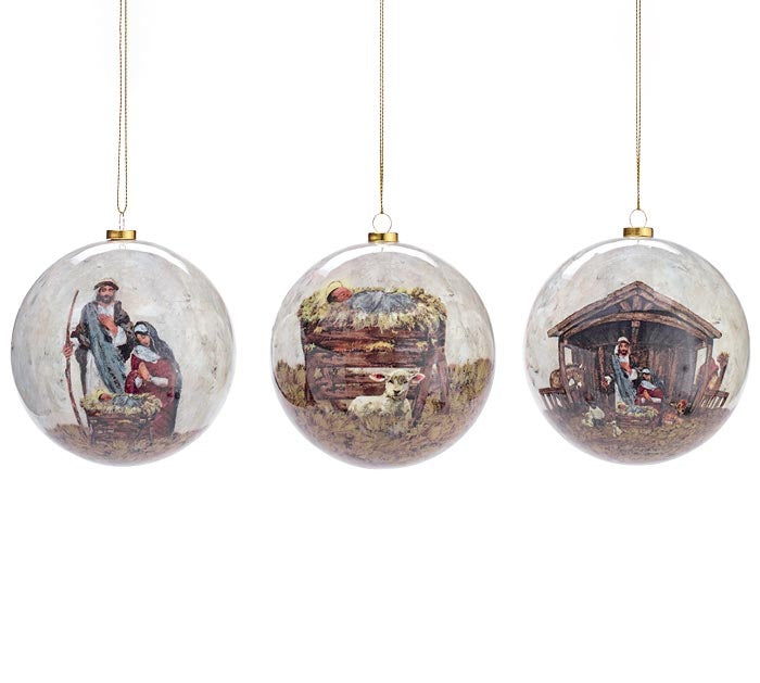 Christmas Ball Divine Impressions Nativity Scene 3 Styles Poly 4" 3138209
