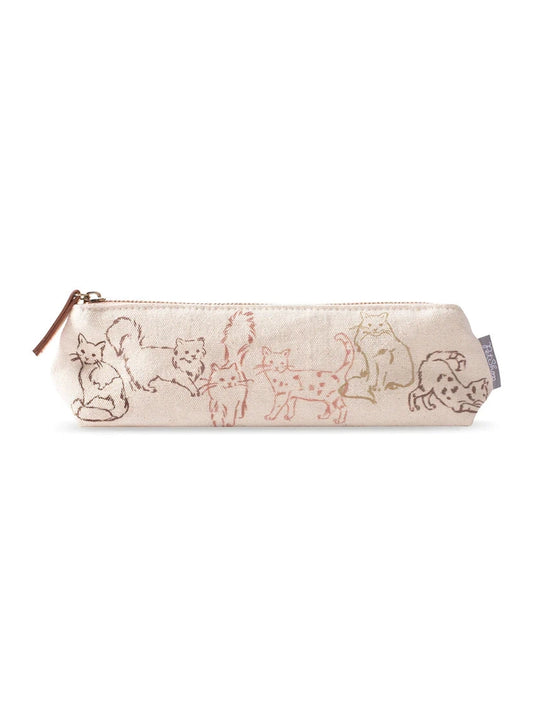 329003 INKED CATS CANVAS FLAT ZIPPERED POUCH 