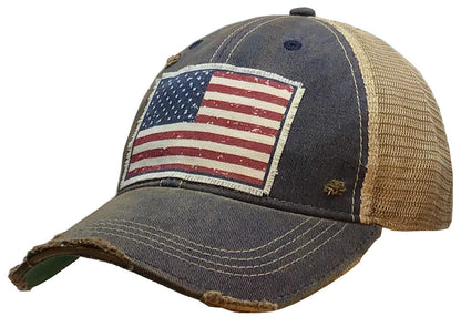 Baseball Hat Denim Blue American Flag Mbw348