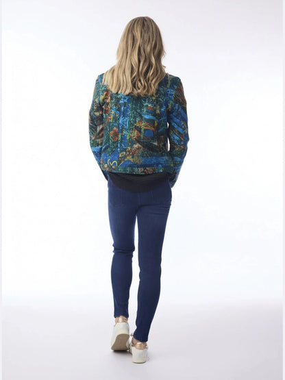 Jacket&nbsp; Batik Floral Button Front Long Sleeve&nbsp; 2 Pocket 23145