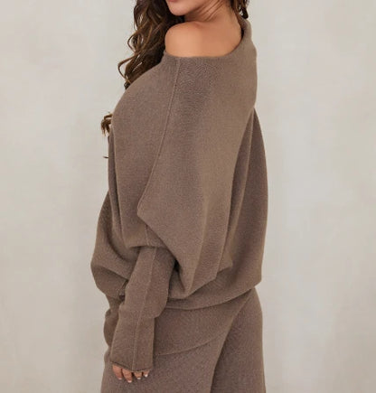Sweater Asymmetrical Dark Mocha&nbsp; Knit Ultra Soft 330105