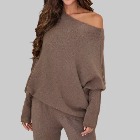 Sweater Asymmetrical Dark Mocha&nbsp; Knit Ultra Soft 330105