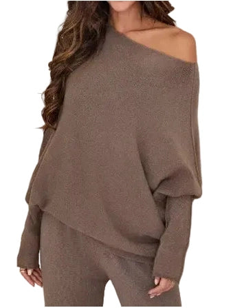 Sweater Asymmetrical Dark Mocha&nbsp; Knit Ultra Soft 330105