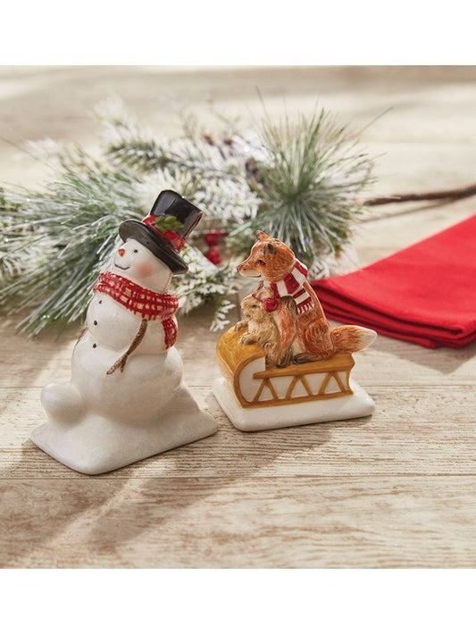 Salt & Pepper Shaker Set Ceramic Flurry Friends Christmas 9943-678