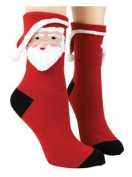 Santa 3 Dimensional&nbsp; Christmas Red Women's Socks 3d105