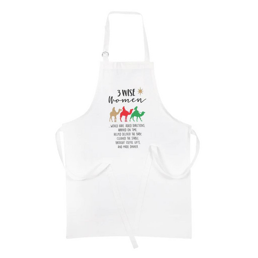 3 Wise Women Apron-White-Christmas 