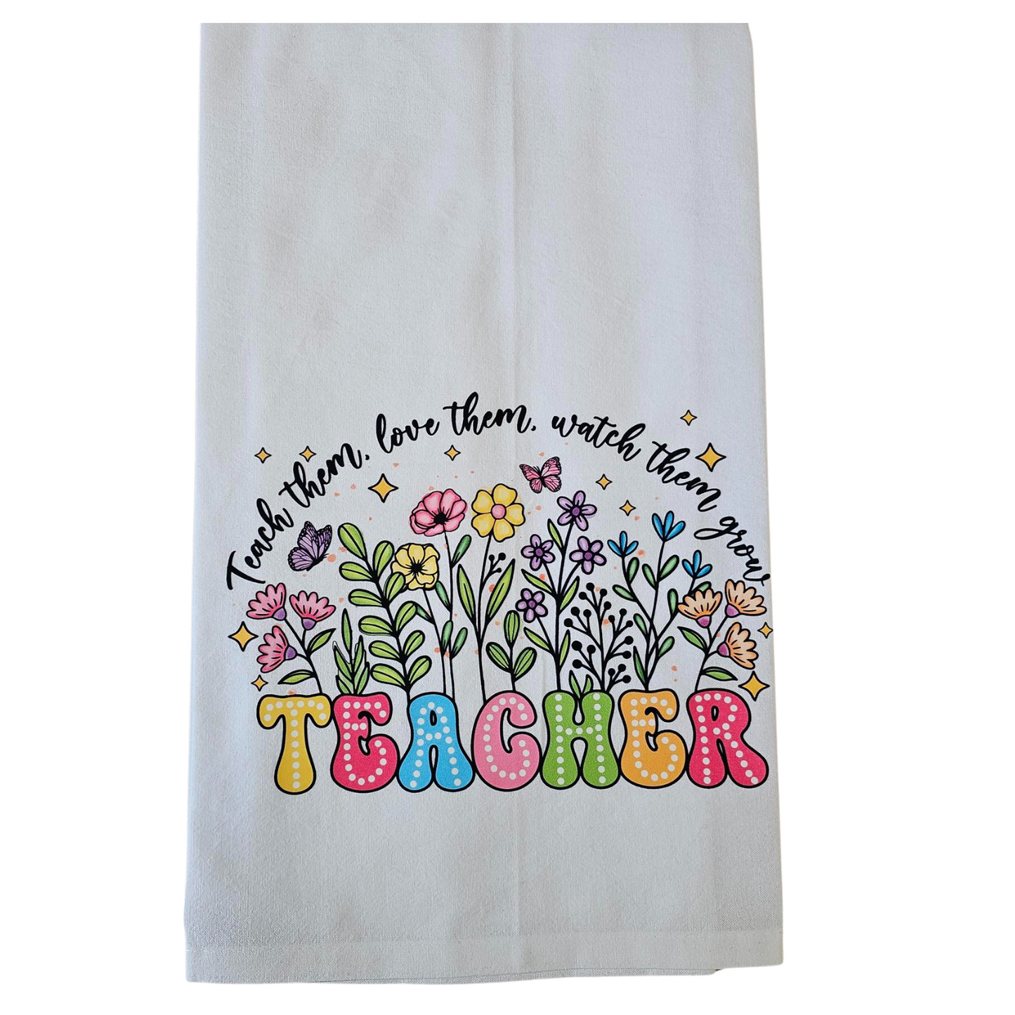 Tea Towel Teacher White Floral RTTTTWF 