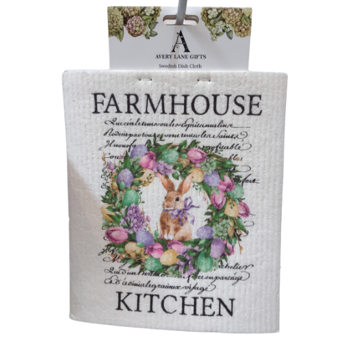 Swedish Dish Cloth - Farmhouse Easter Bunny Purple 