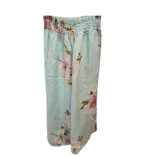 Pants Plazzo Floral Aqua 144A 