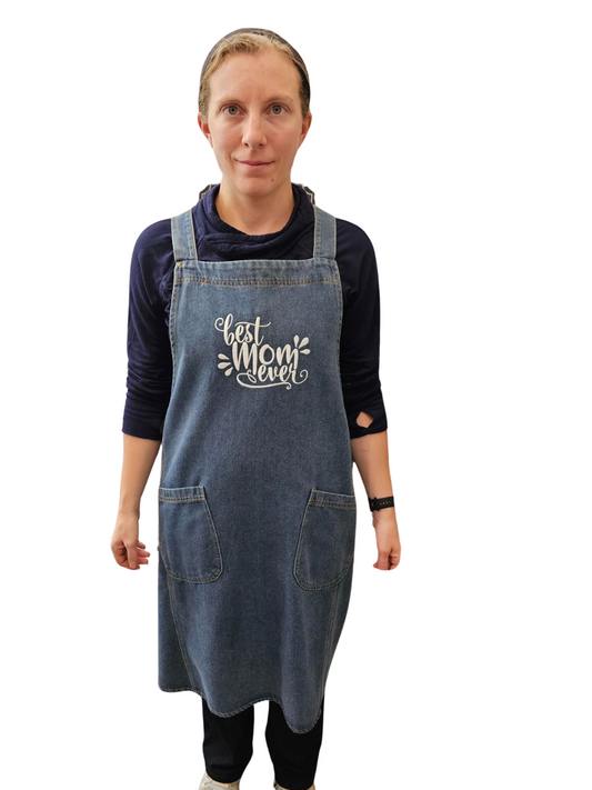 Aprons Unisex Utility Kitchen Denim  Best Mom Ever 