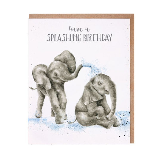 Card - AOC157 Have a Splashing Birthday - Elephants 