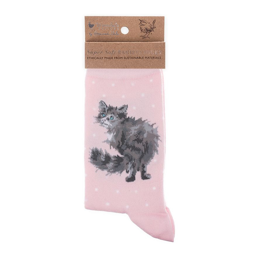 Women's Bamboo Socks - SOCK007 - Glamour Puss - Cat 