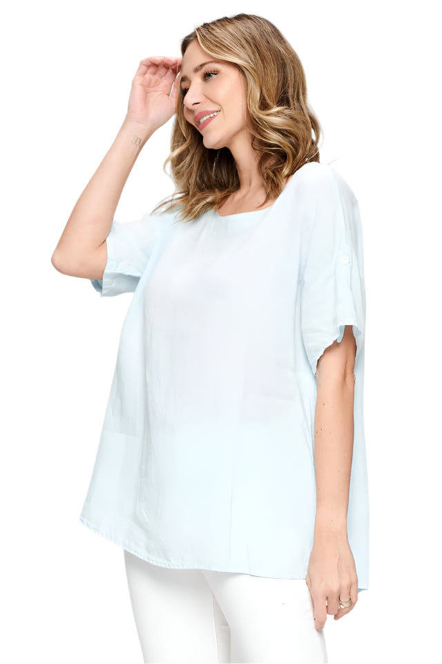 Top Pull Over Short Sleeve White Women's Plt2124 