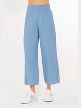  Pants Misty Denim Smocked Waist Ankle Length 41g-Lo181