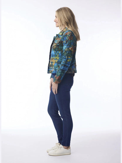 Jacket&nbsp; Batik Floral Button Front Long Sleeve&nbsp; 2 Pocket 23145