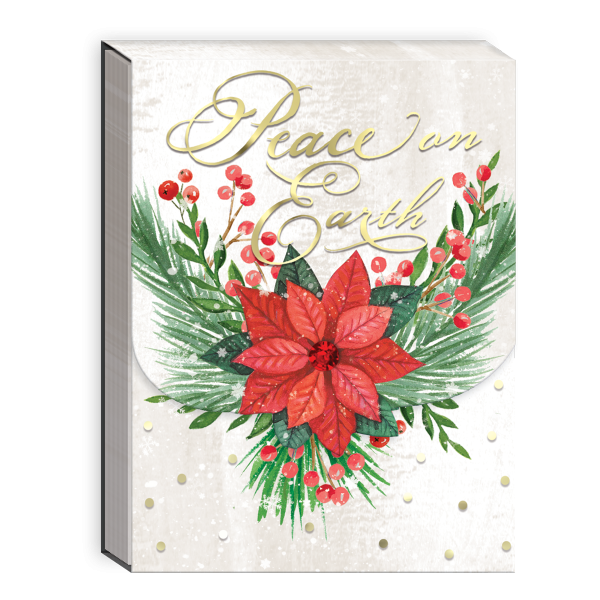 3 x 4 Note Pad  Glad Tidings Peace Poinsettia  44446 