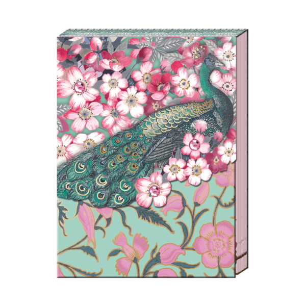 3 x 4 Note Pad  Peacock with Flowers  44663 