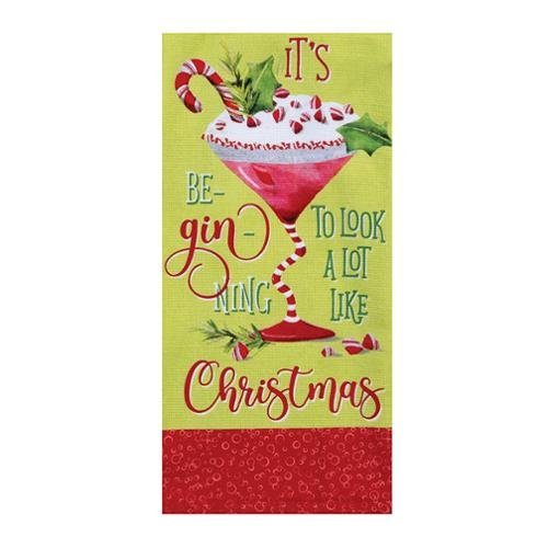 Kay Dee-Tea Towel Candy Cane Christmas Gin Dual Purpose Towel H6883