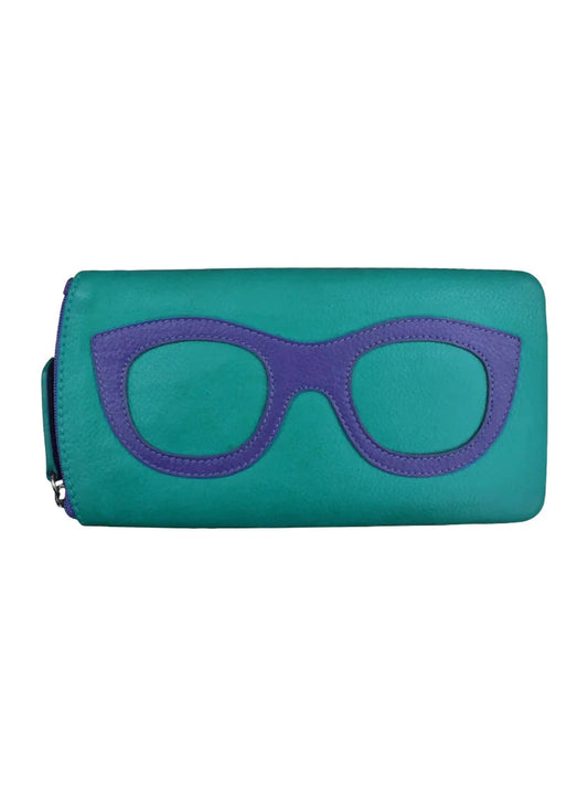 Eye Glass Case Leather Aqua/Cobalt 6462 