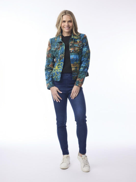 Jacket&nbsp; Batik Floral Button Front Long Sleeve&nbsp; 2 Pocket 23145