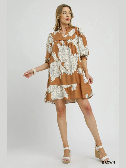 ﻿Dress Taissa 3/4 Sleeve Brown Women's C4989