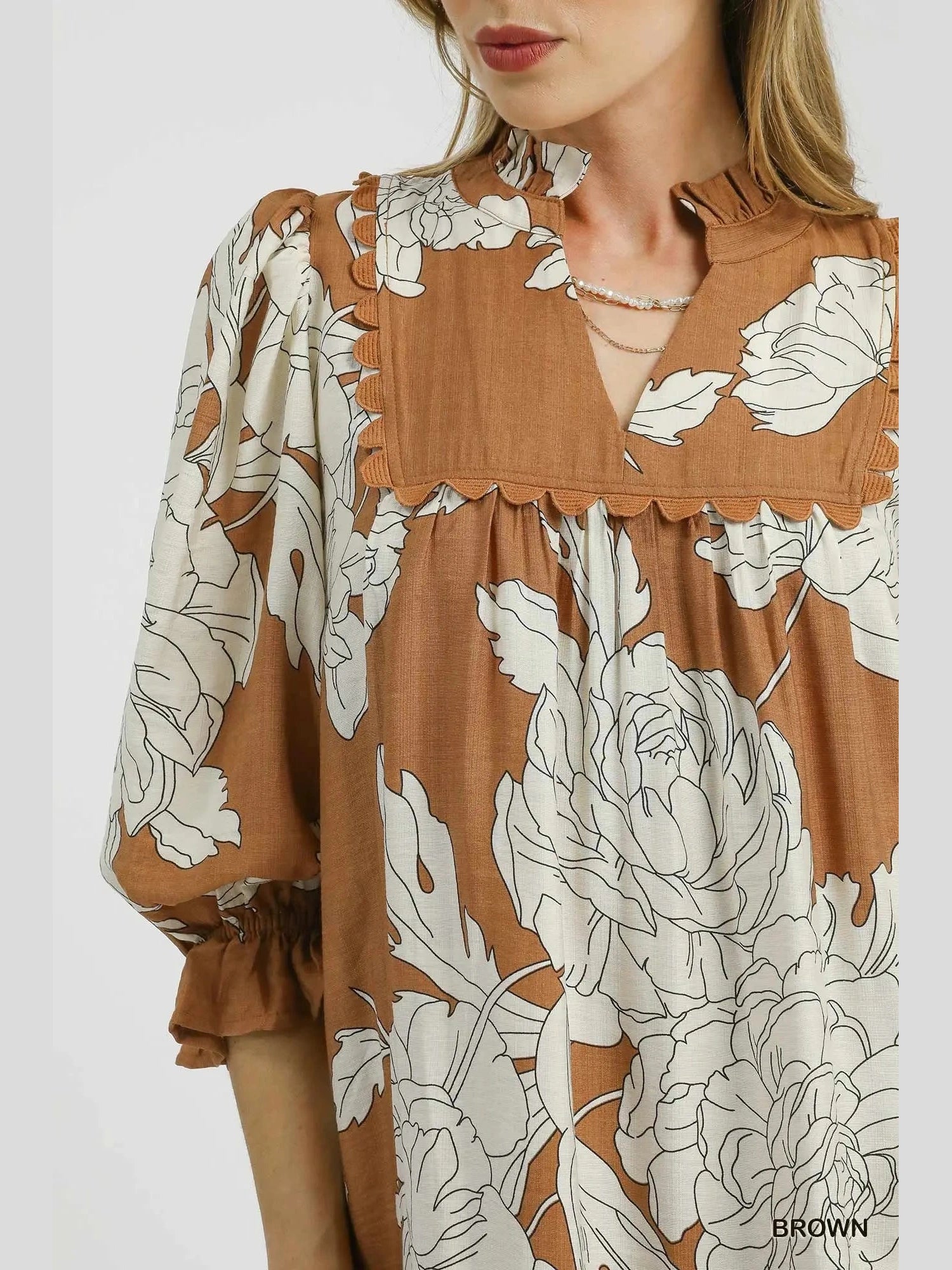 ﻿Dress Taissa 3/4 Sleeve Brown Women's C4989