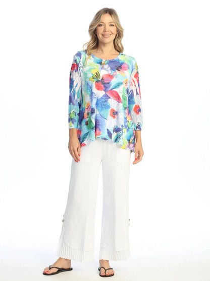 49-2059 Charlotte Multi Colored Floral  3/4 Sleeve Women's Top