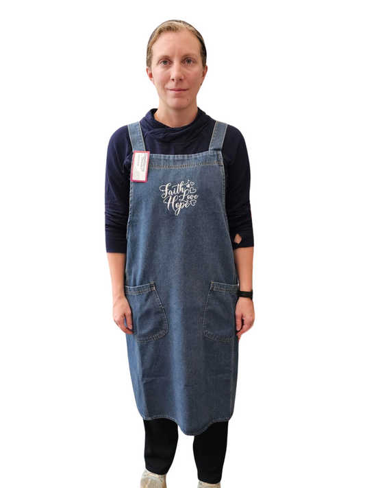 Aprons Unisex Utility Kitchen Denim  Faith, Hope, Love 