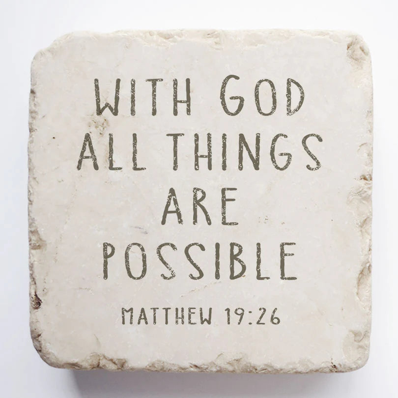 Picture Scripture Stone 2x2x1"Christian Quotes Multiple Styles 