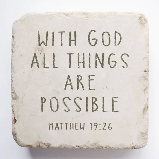 Picture Scripture Stone 2x2x1"Christian Quotes Multiple Styles 