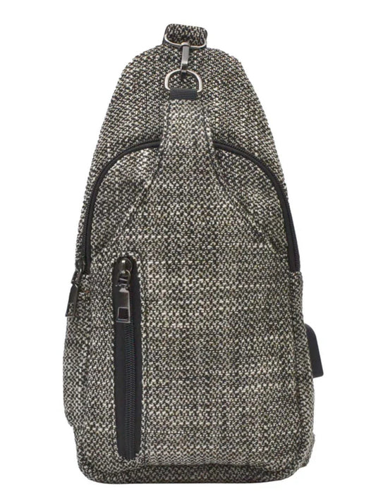 Daypack Black/White Tweed &Sonoma Small Woven Twill Antitheft Usb Charging Connector 50671