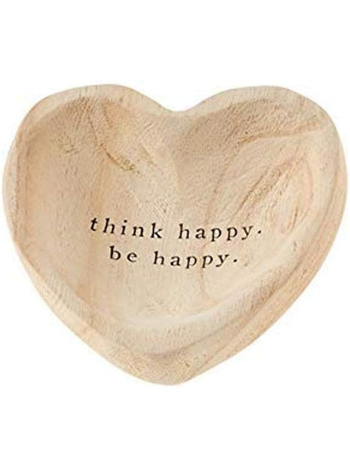 Trinket Tray Think Happy Be Happy Wooden Heart 41260018t