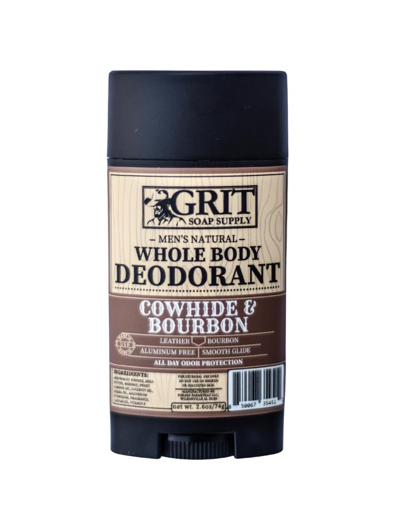 Deodorant Grit Soap Supply Cowhide &amp; Bourbon Natural Stick&nbsp; Deo-Chb