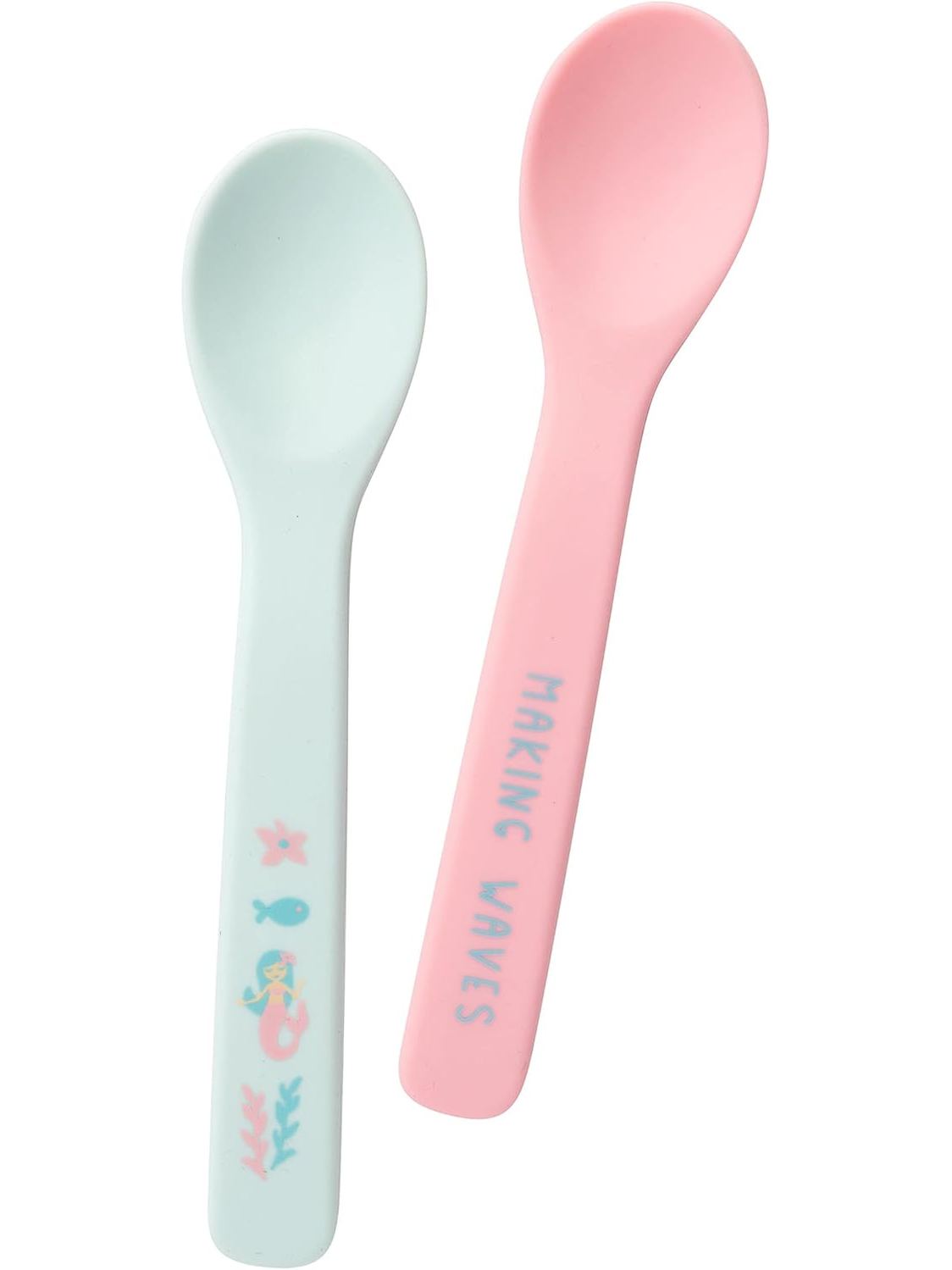 Spoon Set Pink/Green Mermaid Silicone Children's Sj-1199-28 