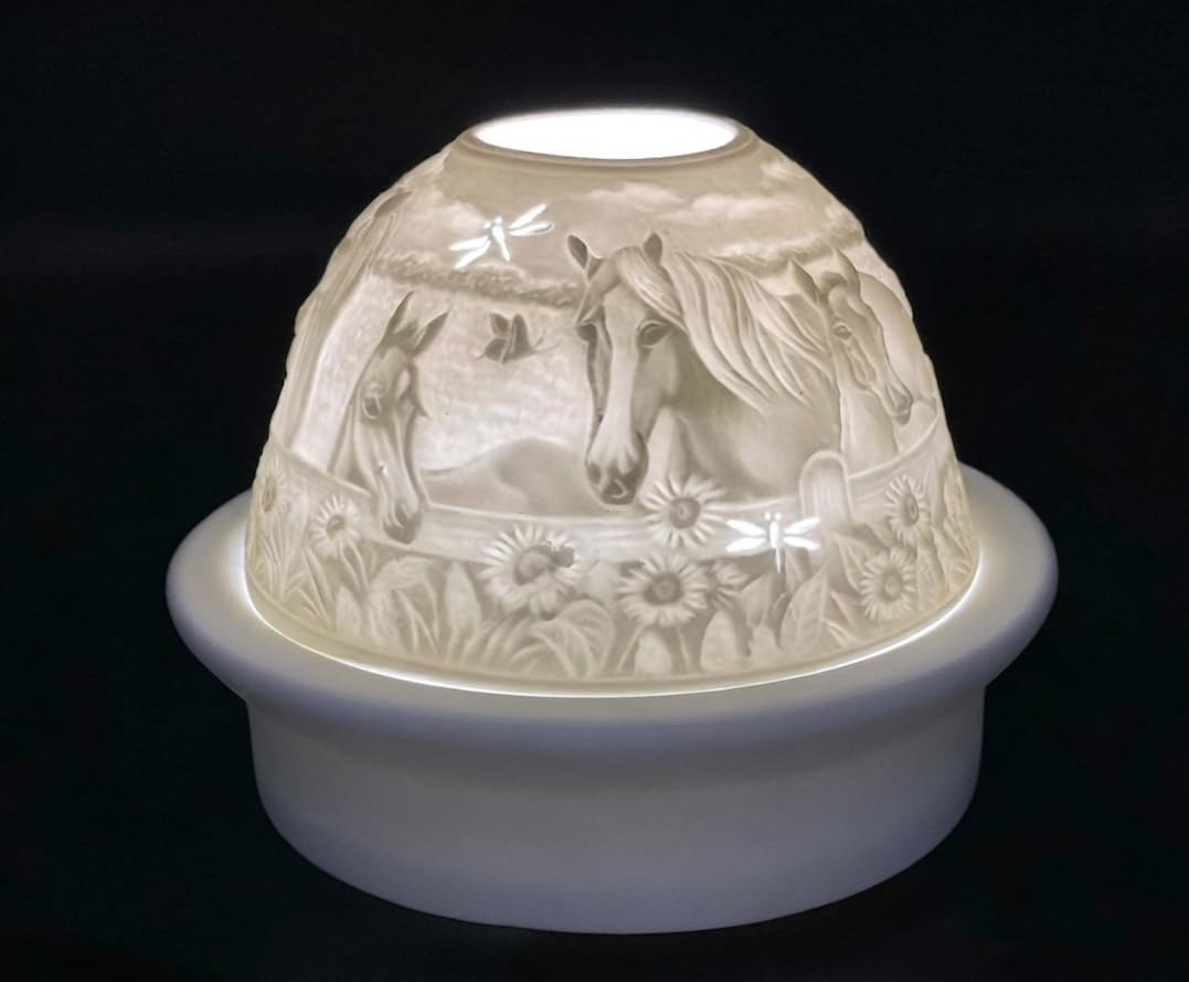 Light Dome Horse Porcelain W Led Base LD016