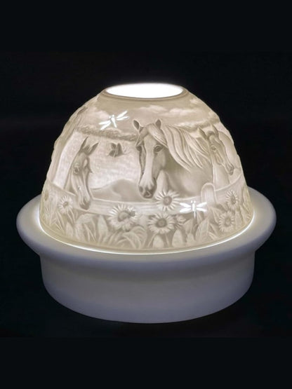 Light Dome Horse Porcelain W Led Base LD016