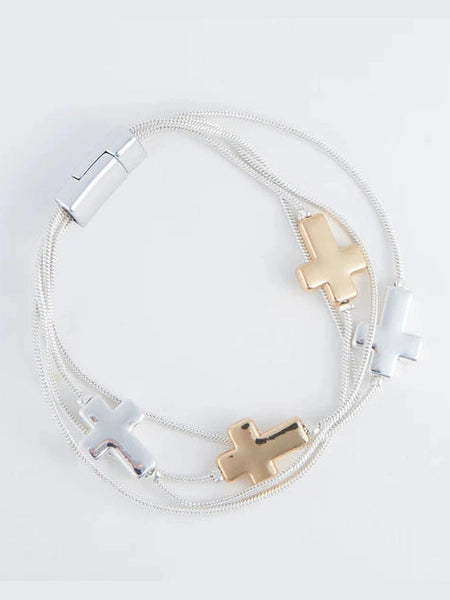 Bracelet Silver/Gold Multi Cross Women's 52572