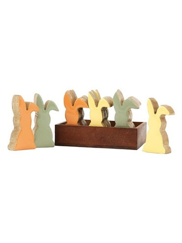 Wt- Figurine Wooden&nbsp; Bunny 3" 3 Colors wa157557