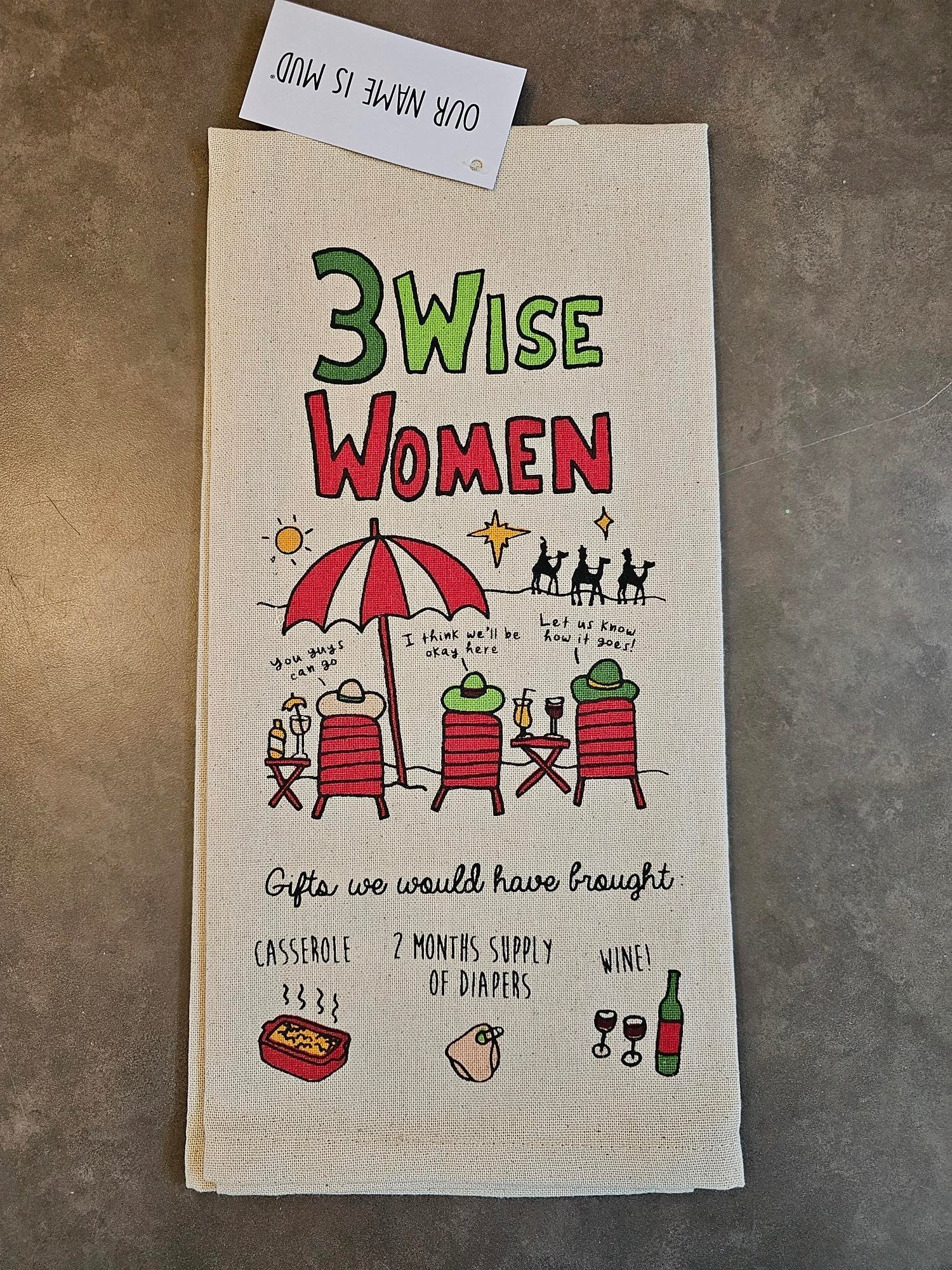 3 Wise Women Tea Towel - On a Beach 