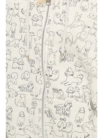 Jacket With Hood 2Pocket Zipper Front Dog Print Multiple Breeds Women's HO143 